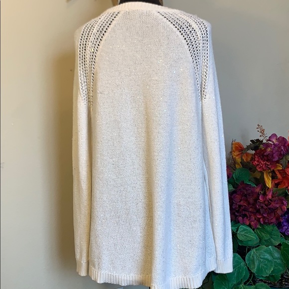 DKNY White Oversized Crew Neck Shimmer Sweater - Picture 3 of 7